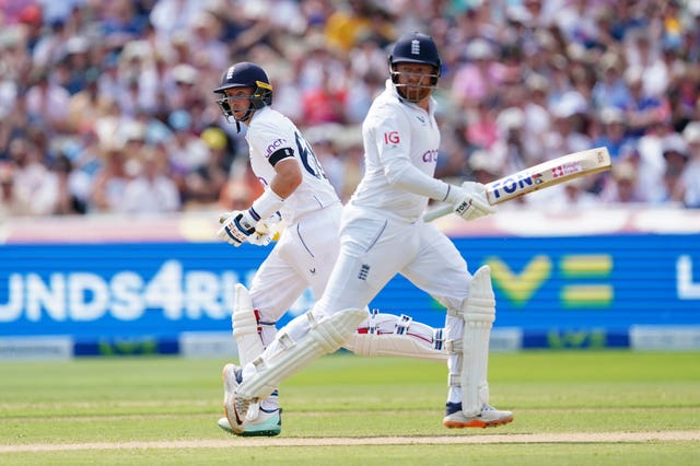 Joe Root, left, and Jonny Bairstow recorded another century partnership (Mike Egerton/PA)