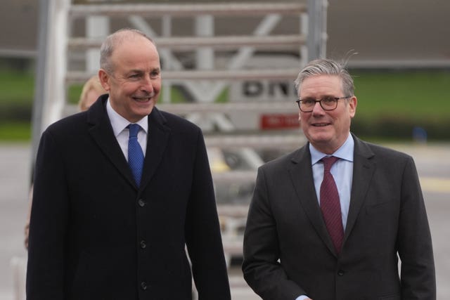Taoiseach Micheal Martin welcomes Prime Minister Sir Keir Starmer to Cork Airport ahead of the UK-Ireland Summit