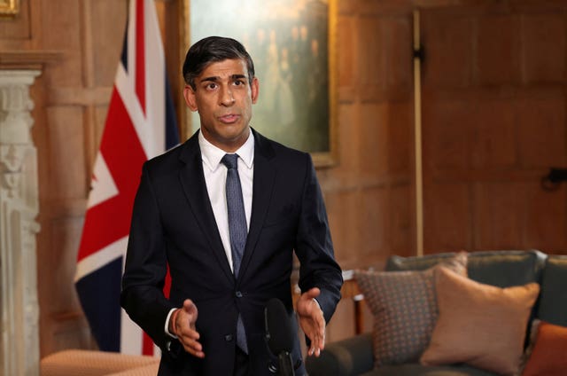 Prime Minister Rishi Sunak records a video message about the situation in Israel at Chequers