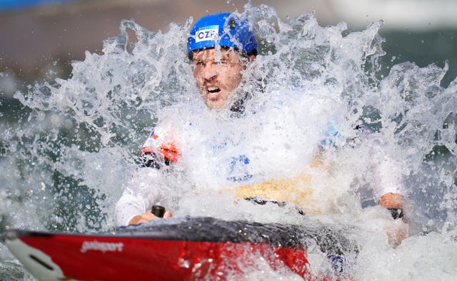 Lukas Rohan competing in the canoe single