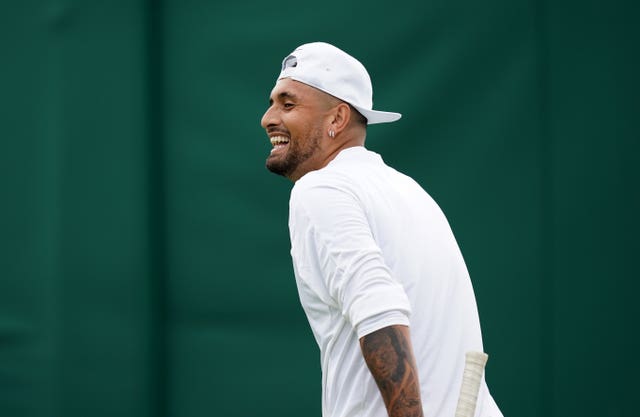 Nick Kyrgios practises at the All England Club 