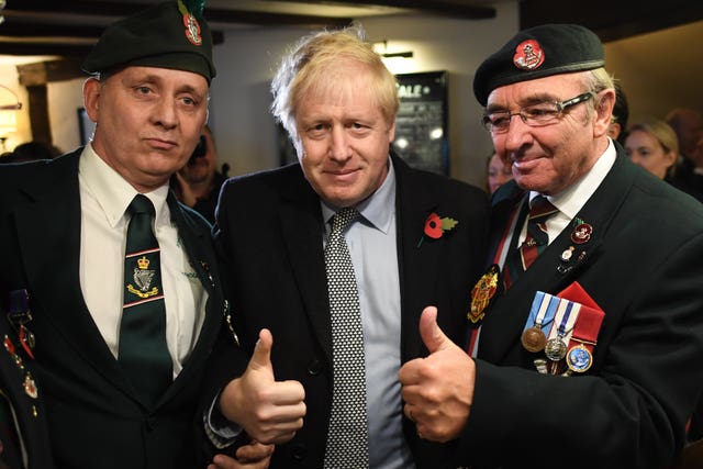 Boris Johnson met military veterans at the Lych Gate Tavern in Wolverhampton