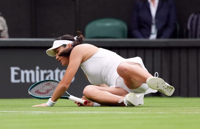 Emma Raducanu slipped during her match against Lulu Sun