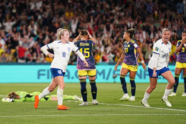 Lauren Hemp and Alessia Russo celebrate England''s equaliser 