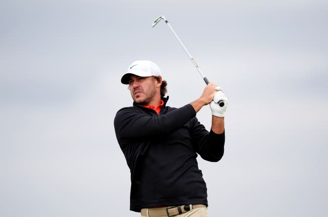 Brooks Koepka tees off during the Open in 2025
