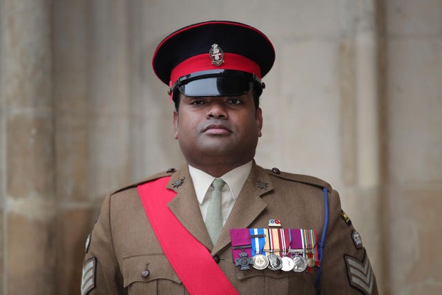 Colour Sergeant Johnson Beharry too part in the service. Aaron Chown/PA Wire