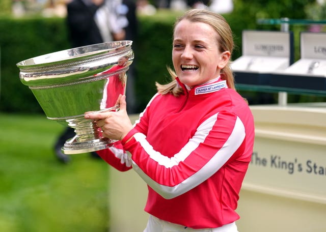 Hollie Doyle with the trophy following her victory aboard Bradsell in the King’s Stand Stakes 