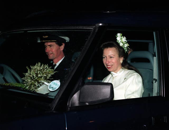 Anne and Timothy Laurence in the front seats of a car