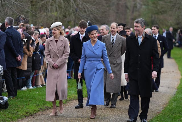  Lady Louise Windsor, the Duchess of Edinburgh and Vice Admiral Sir Tim Laurence, followed by the Earl of Wessex and the Duke of Edinburgh 