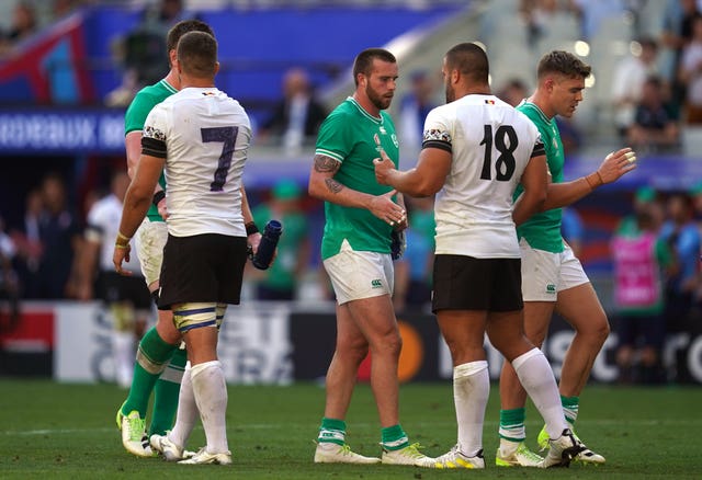 Mack Hansen, centre, played the final 20 minutes against Romania