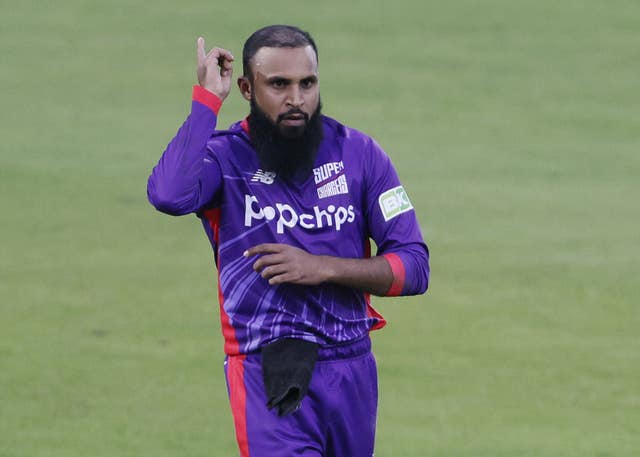 Adil Rashid celebrates a wicket for Northern Superchargers.