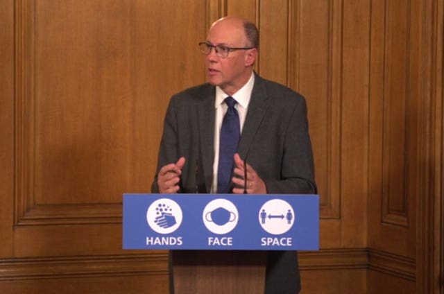 Professor Stephen Powis during a media briefing in Downing Street 