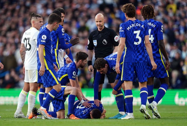 Chelsea’s Mateo Kovacic suffered an ankle injury against Leeds