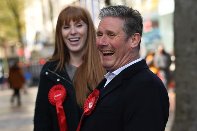 Labour leader Sir Keir Starmer and deputy leader Angela Rayner during a visit to Birmingham