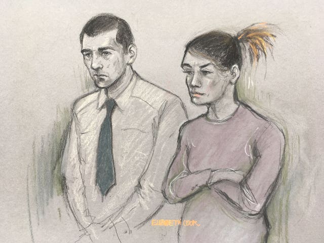 Court artist sketch of Stephen Waterson and Adrian Hoare