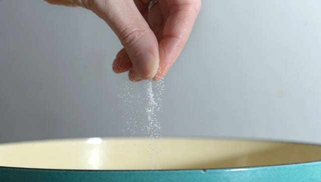 Table salt is added to a saucepan, London