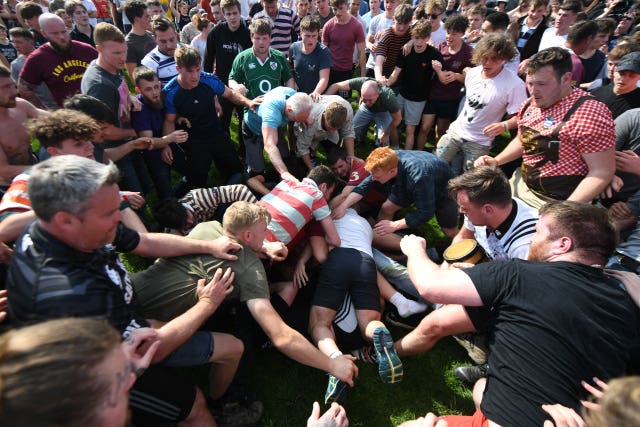 Hallaton hare pie scramble and bottle kicking