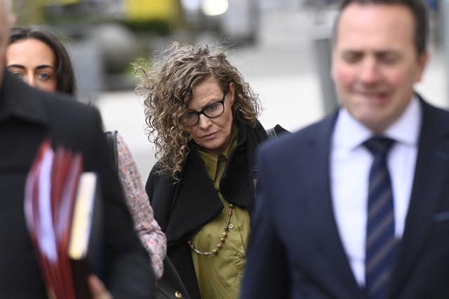Fiona Donohoe (centre), the mother of 14-year-old Noah Donohoe, outside Belfast coroner’s court