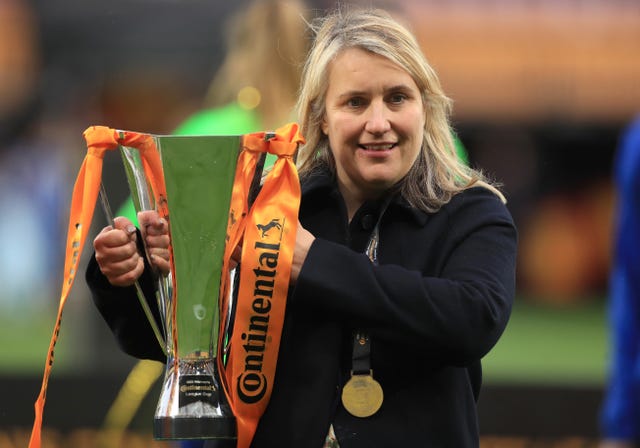 Chelsea manager Emma Hayes celebrated another trophy success