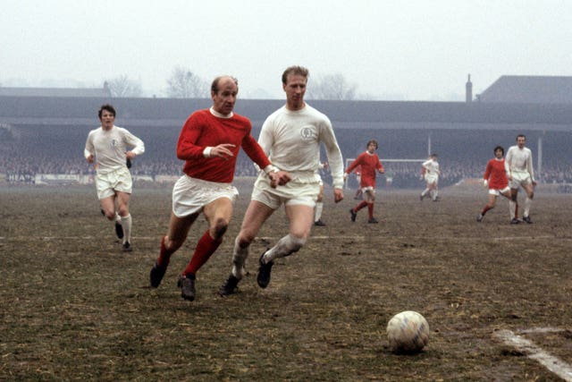Brothers Bobby and Jack Charlton playing for Manchester United and Leeds