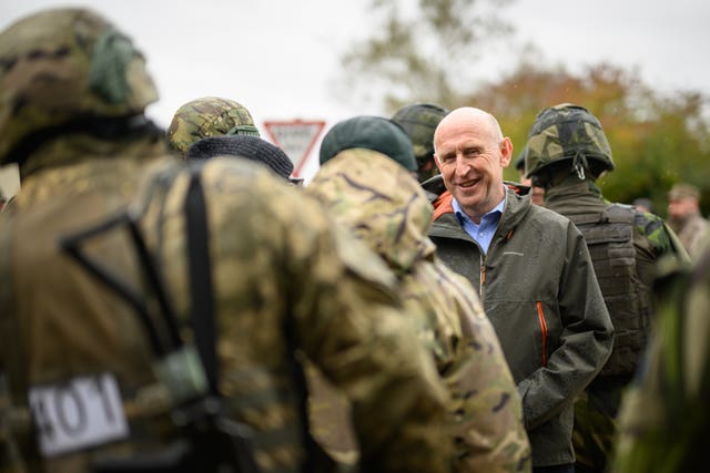 John Healey meeting soldiers