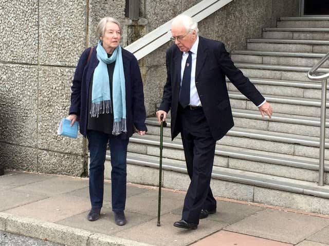 Former Christ’s Hospital School headmaster Richard Poulton leaves Brighton Crown Court with his wife (John Ryall/ITV/PA)