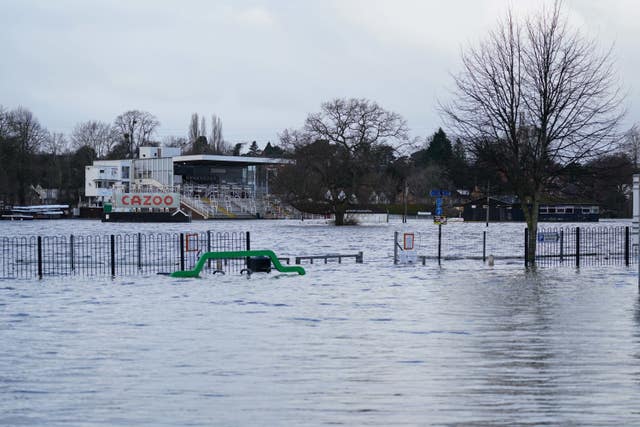 The flooded Worcester racecourse