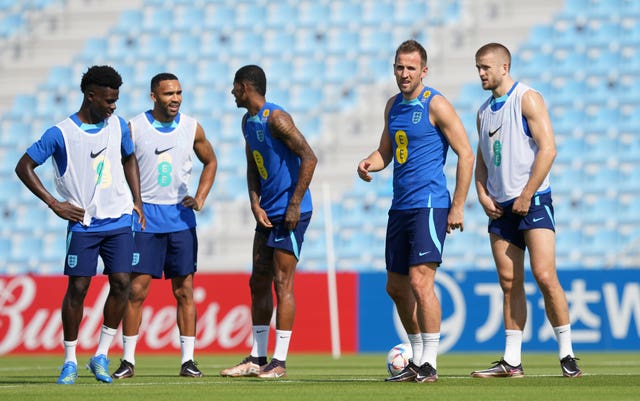 Eric Dier, right, during an England training session