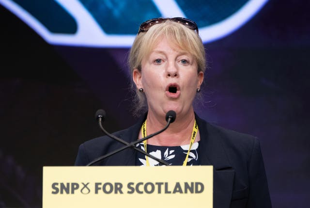 Shona Robison delivers her speech at the SNP annual national conference