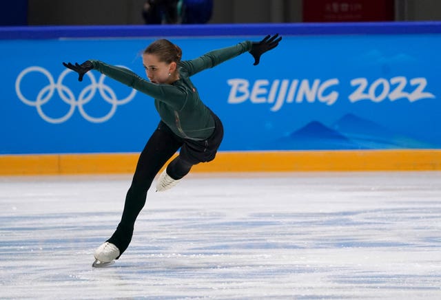 Kamila Valieva during a training session in Beijing