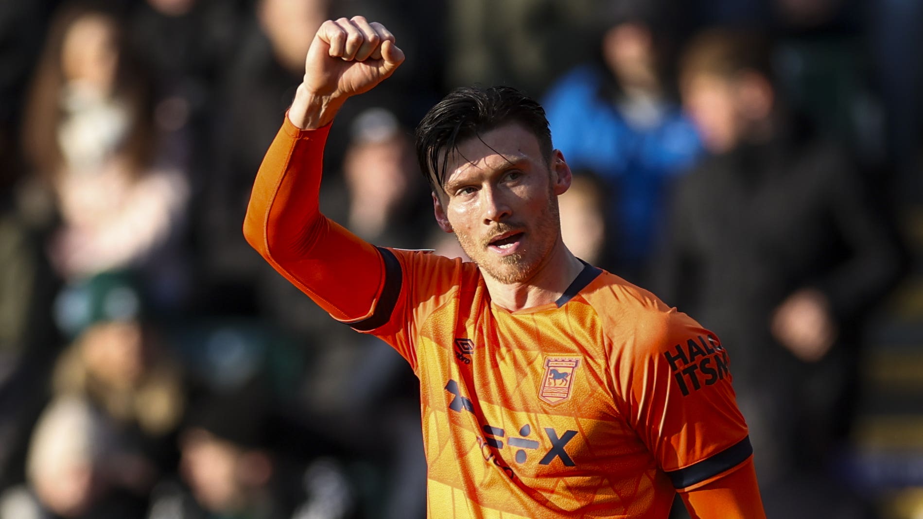 Kieffer Moore celebrates scoring Ipswich’s second goal (Steven Paston/PA)