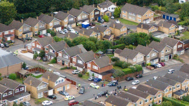 An aerial view of Ashlyn Close, Bushey, Hertfordshire