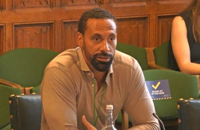 Rio Ferdinand giving evidence to joint committee seeking views on how to improve the draft Online Safety Bill 