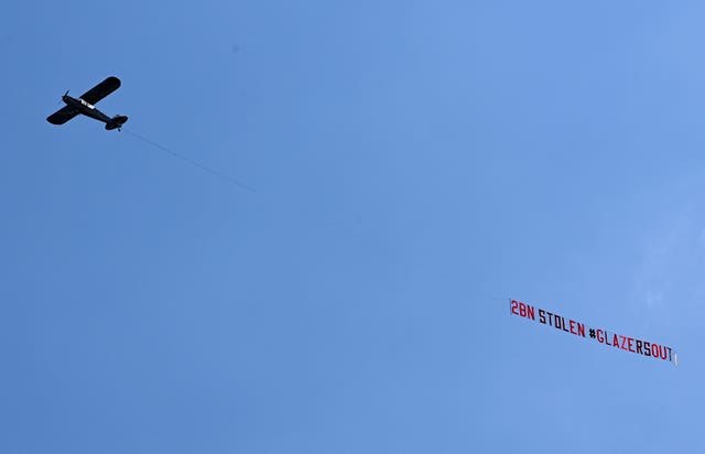 A banner was flown over Elland Road