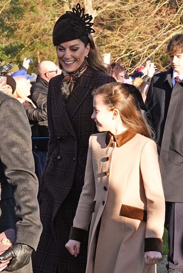 The Princess of Wales and Princess Charlotte attending the Christmas Day morning church service 