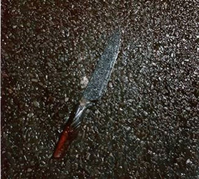 A knife used by Vincent Fuller during a terror attack in Stanwell 
