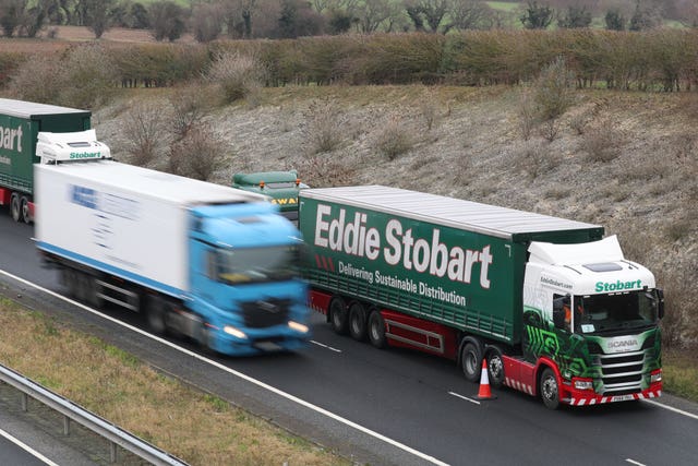A convoy of lorries