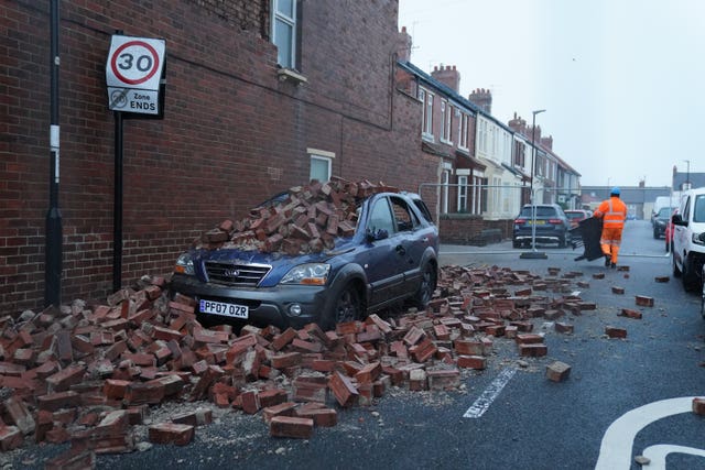 A damaged property in Roker, Sunderland, after Storm Arwen