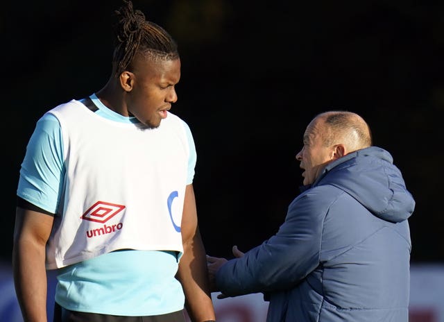 Maro Itoje and Eddie Jones