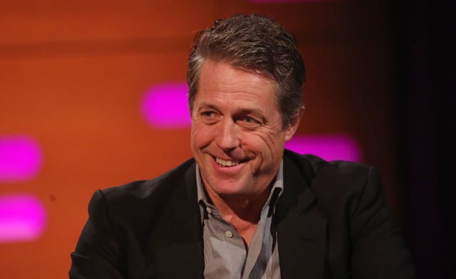 Hugh Grant during the filming for the Graham Norton Show at BBC Studioworks 6 Television Centre, Wood Lane, London, to be aired on BBC One on Friday evening.