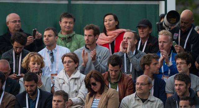 Andy Murray watches as Edmund wins his first match at the French Open in 2015