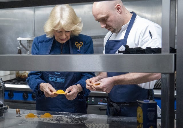 Camilla makes pasta in the kitchen at The Sun Inn 