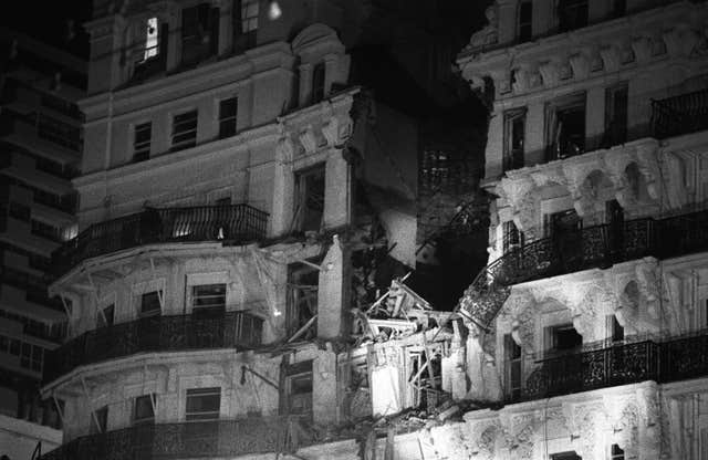 Wreckage of The Grand hotel in Brighton after the bombing