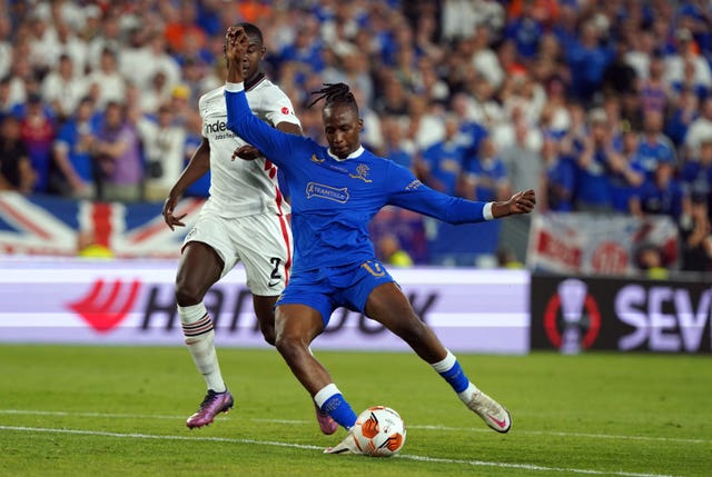 Rangers’ Joe Aribo scores the opening goal