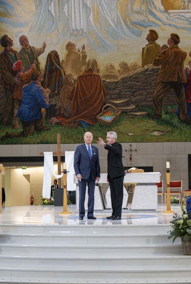 US President Joe Biden visiting Knock Shrine and Basilica in Mayo with Fr Richard Gibbons 