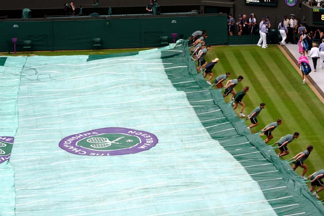 Rain covers on court