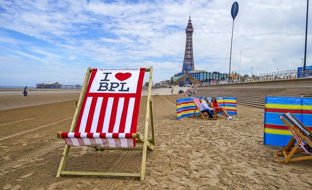 A giant deckchair on display (Peter Byrne/PA)