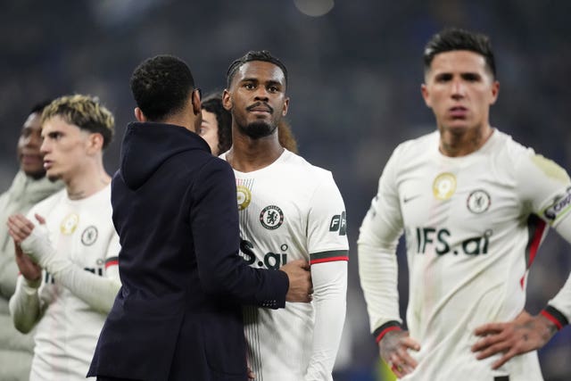 Chelsea players react