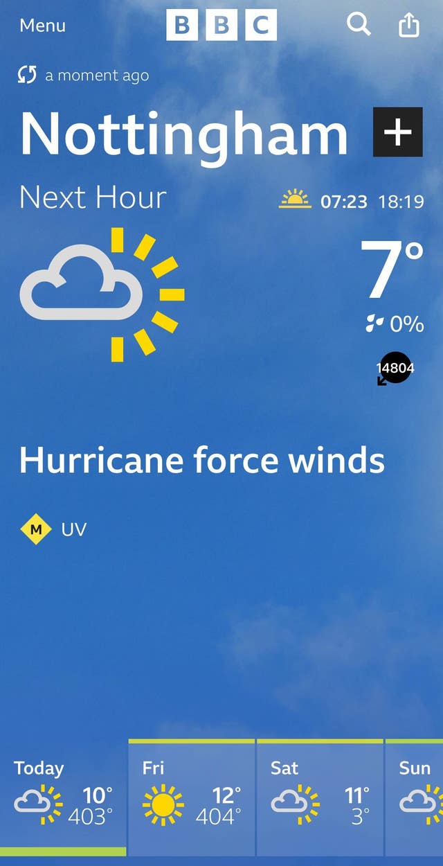 BBC Weather app information