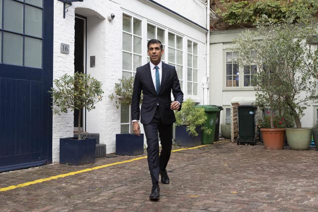 Rishi Sunak outside his home in London, following the resignation of Liz Truss as Prime Minister 
